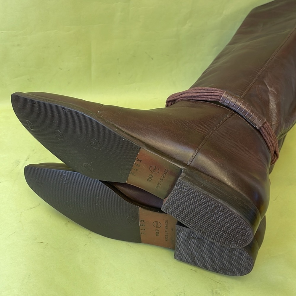 Vintage dark brown Flex distressed leather pull on riding boots - Picture 8 of 10